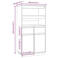 Credenza Bianca 60x40x116,5 cm in Legno Massello di Pino cod mxl 17836