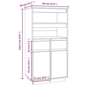 Credenza Bianca 60x40x116,5 cm in Legno Massello di Pino cod mxl 17836