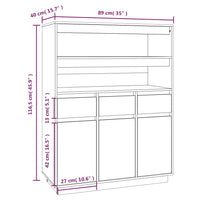 Credenza 89x40x116,5 cm in Legno Massello di Pino 818215