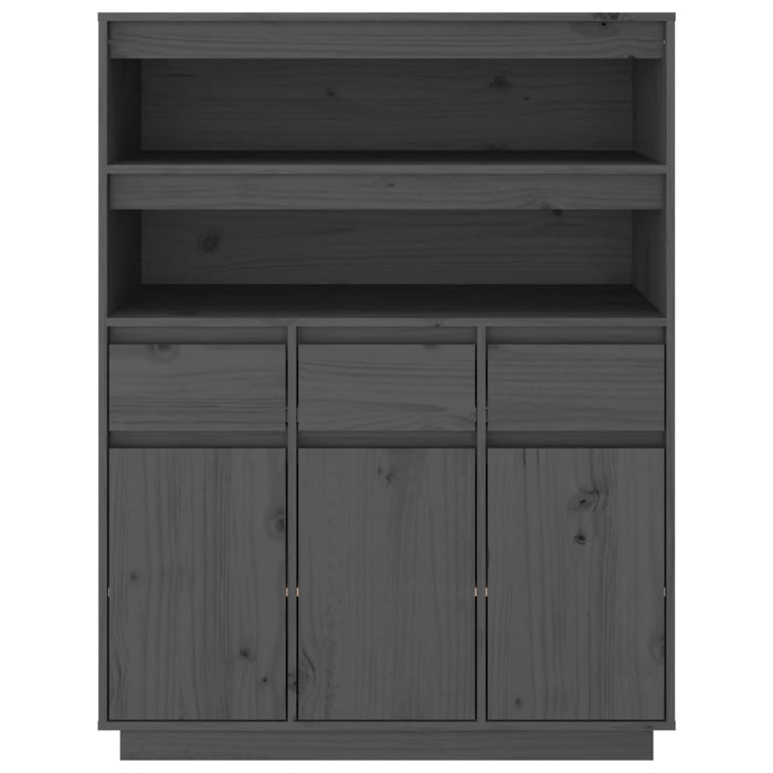 Credenza Grigia 89x40x116,5 cm in Legno Massello di Pino