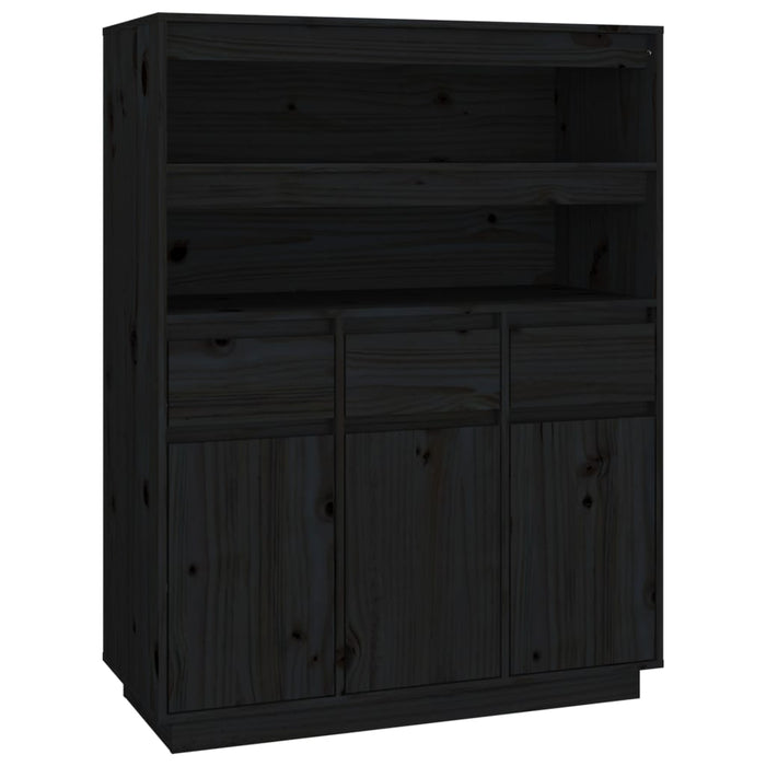 Credenza Nera 89x40x116,5 cm in Legno Massello di Pino cod 11645