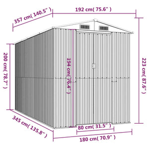 Capanno da Giardino Verde 192x357x223 cm Acciaio Zincato cod mxl 65880