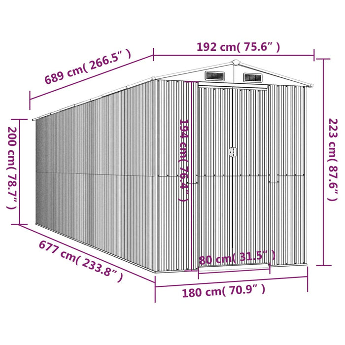 Capanno da Giardino Verde 192x689x223 cm Acciaio Zincato cod mxl 65879