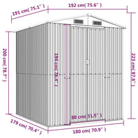 Capanno da Giardino Grigio Chiaro 192x191x223cm Acciaio Zincato cod mxl 54203