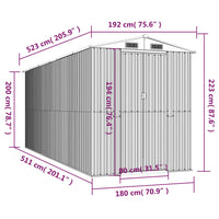 Capanno da Giardino Grigio Chiaro 192x523x223cm Acciaio Zincato 3147442