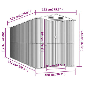 Capanno da Giardino Grigio Chiaro 192x523x223cm Acciaio Zincato 3147442