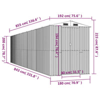 Capanno da Giardino Grigio Chiaro 192x855x223cm Acciaio Zincato cod mxl 65823