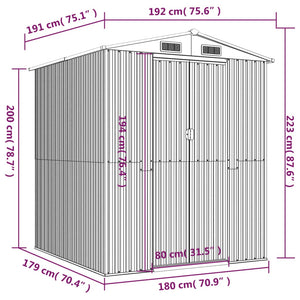 Capanno da Giardino Antracite 192x191x223 cm in Acciaio Zincato 3147449