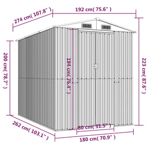 Capanno da Giardino Antracite 192x274x223 cm in Acciaio Zincato 3147450