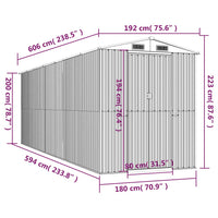 Capanno da Giardino Antracite 192x606x223 cm in Acciaio Zincato 3147454