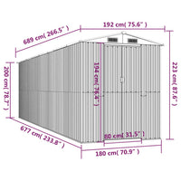 Capanno da Giardino Antracite 192x689x223 cm in Acciaio Zincato 3147455