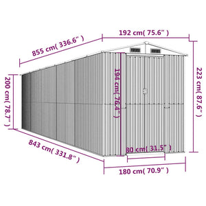 Capanno da Giardino Antracite 192x855x223 cm in Acciaio Zincato cod mxl 50417