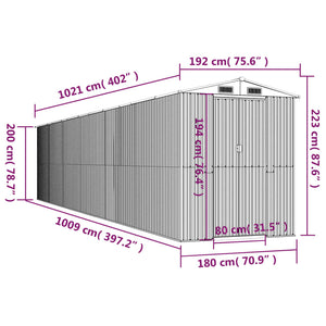 Capanno da Giardino Antracite 192x1021x223cm in Acciaio Zincato 3147459