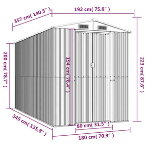 Capanno da Giardino Marrone Scuro 192x357x223cm Acciaio Zincato cod mxl 65852