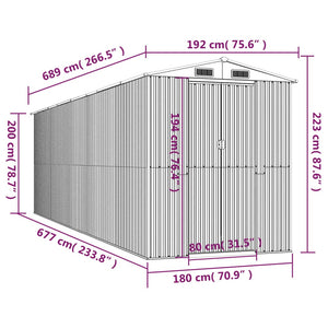 Capanno da Giardino Marrone Scuro 192x689x223cm Acciaio Zincato cod mxl 65846