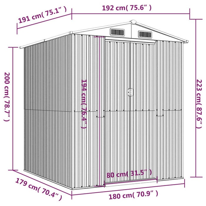 Capanno Giardino Marrone Chiaro 192x191x223 cm Acciaio Zincato 3147471