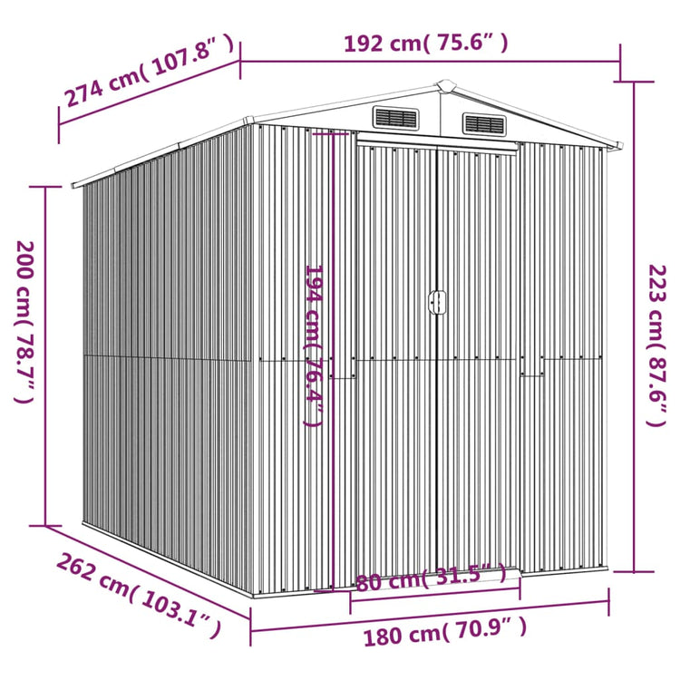 Capanno Giardino Marrone Chiaro 192x274x223 cm Acciaio Zincato cod mxl 65860