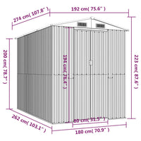 Capanno Giardino Marrone Chiaro 192x274x223 cm Acciaio Zincato 3147472