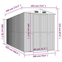 Capanno Giardino Marrone Chiaro 192x440x223 cm Acciaio Zincato cod mxl 48228