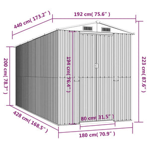 Capanno Giardino Marrone Chiaro 192x440x223 cm Acciaio Zincato cod mxl 48228