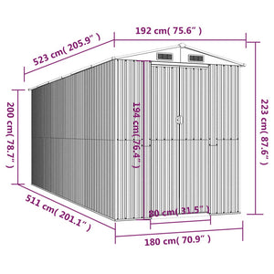 Capanno Giardino Marrone Chiaro 192x523x223 cm Acciaio Zincato 3147475