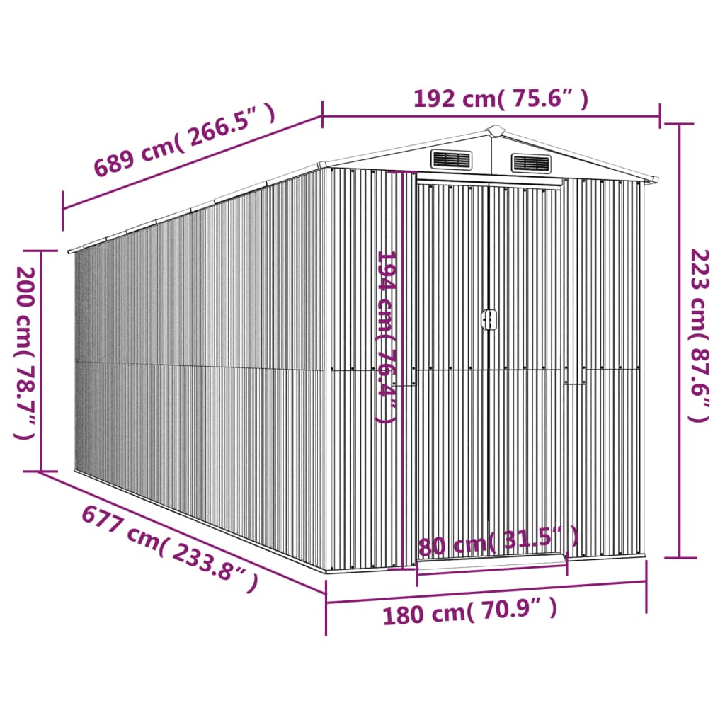 Capanno Giardino Marrone Chiaro 192x689x223 cm Acciaio Zincato 3147477