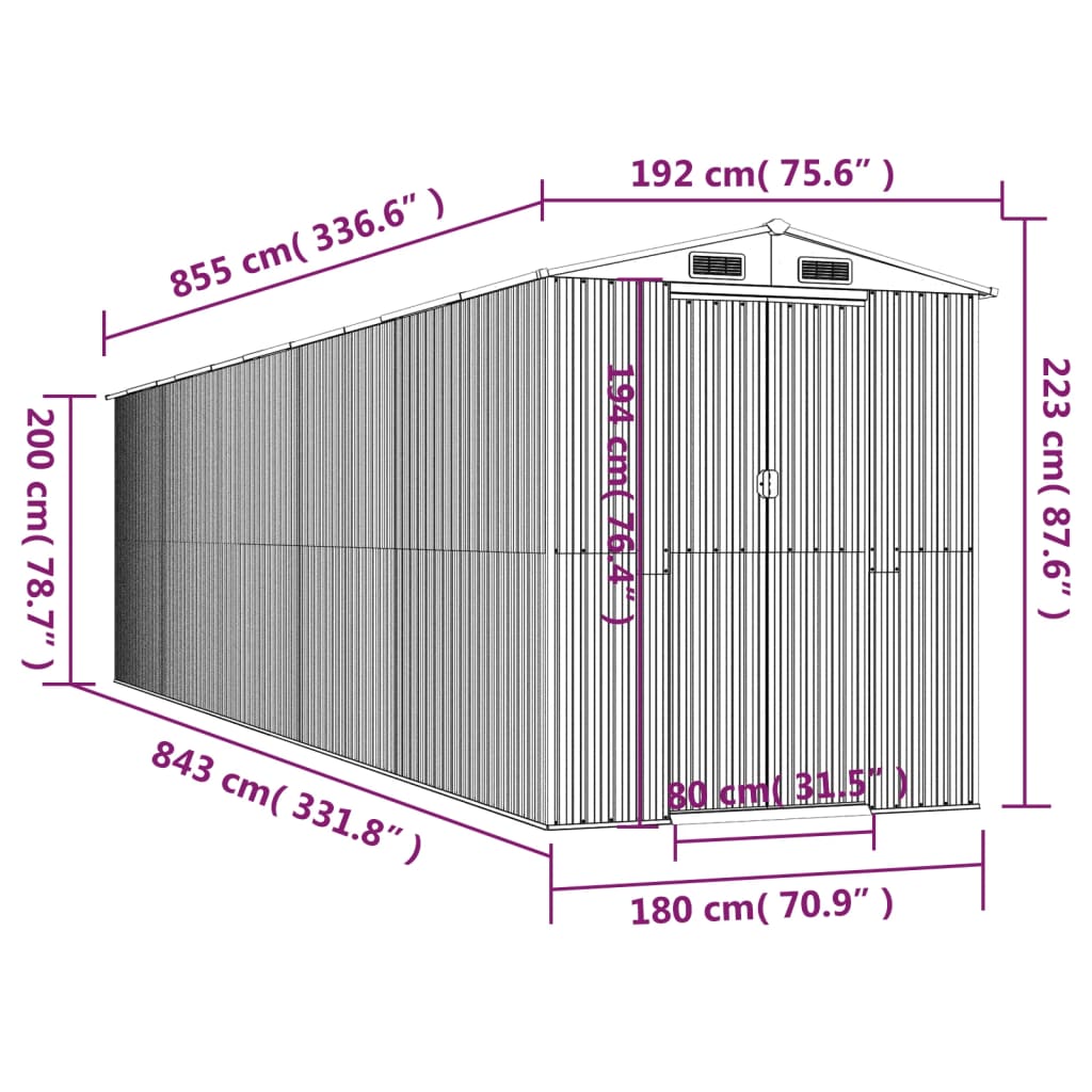 Capanno Giardino Marrone Chiaro 192x855x223 cm Acciaio Zincato cod mxl 65839