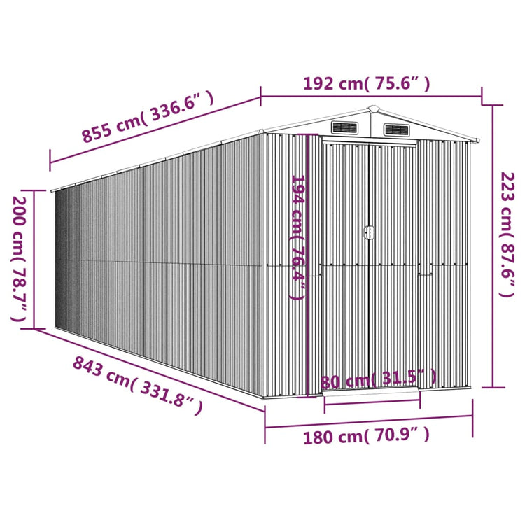 Capanno Giardino Marrone Chiaro 192x855x223 cm Acciaio Zincato cod mxl 65839