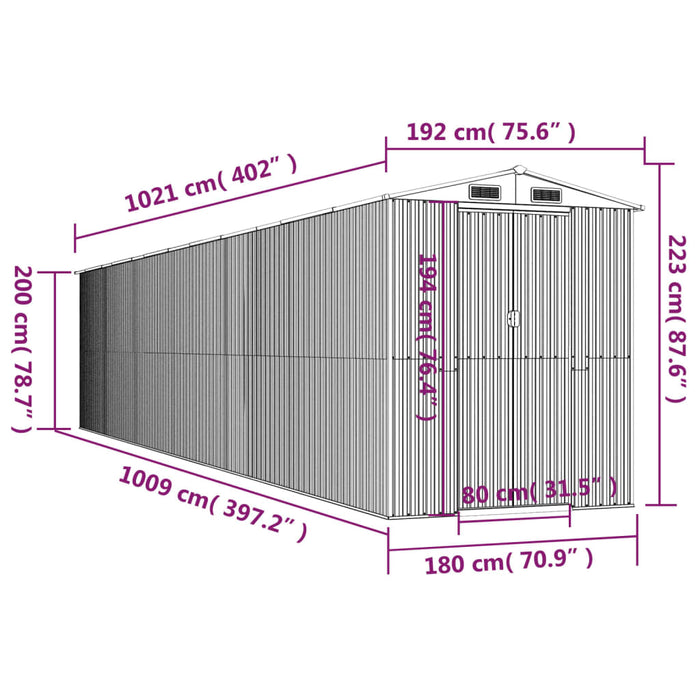 Capanno Giardino Marrone Chiaro 192x1021x223 cm Acciaio Zincato cod mxl 65836