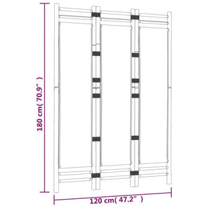 Divisorio Ambienti 3 Pannelli Pieghevole 120 cm Bambù e Tela 350623