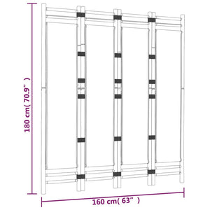 Divisorio Ambienti 4 Pannelli Pieghevole 160 cm Bambù e Tela 350624