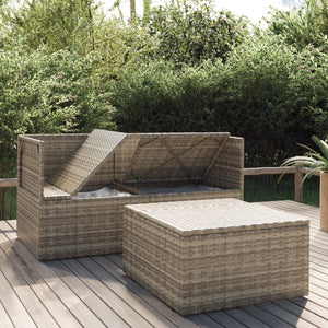 Set Divani da Giardino 3 pz con Cuscini in Polyrattan Grigio 318675