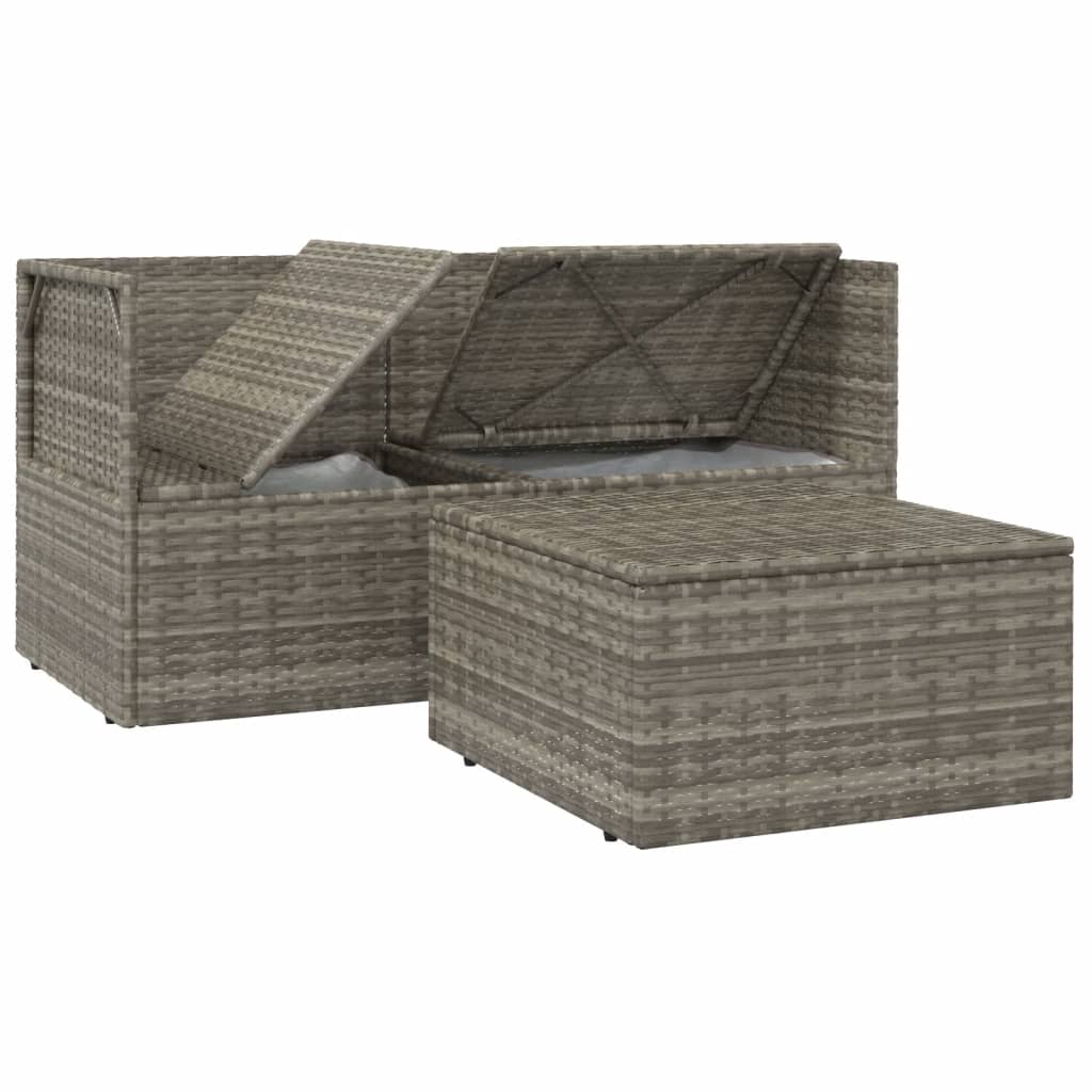 Set Divani da Giardino 3 pz con Cuscini in Polyrattan Grigio 318675