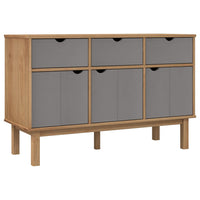 Credenza Marrone e Grigia 114x43x73,5 cm Legno Massello di Pino cod mxl 39301