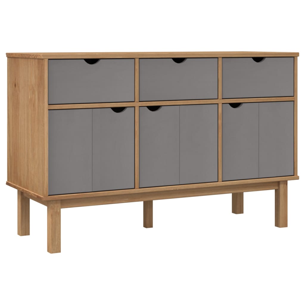 Credenza OTTA Marrone e Grigio 114x43x73,5 cm in Legno di Pino 351298