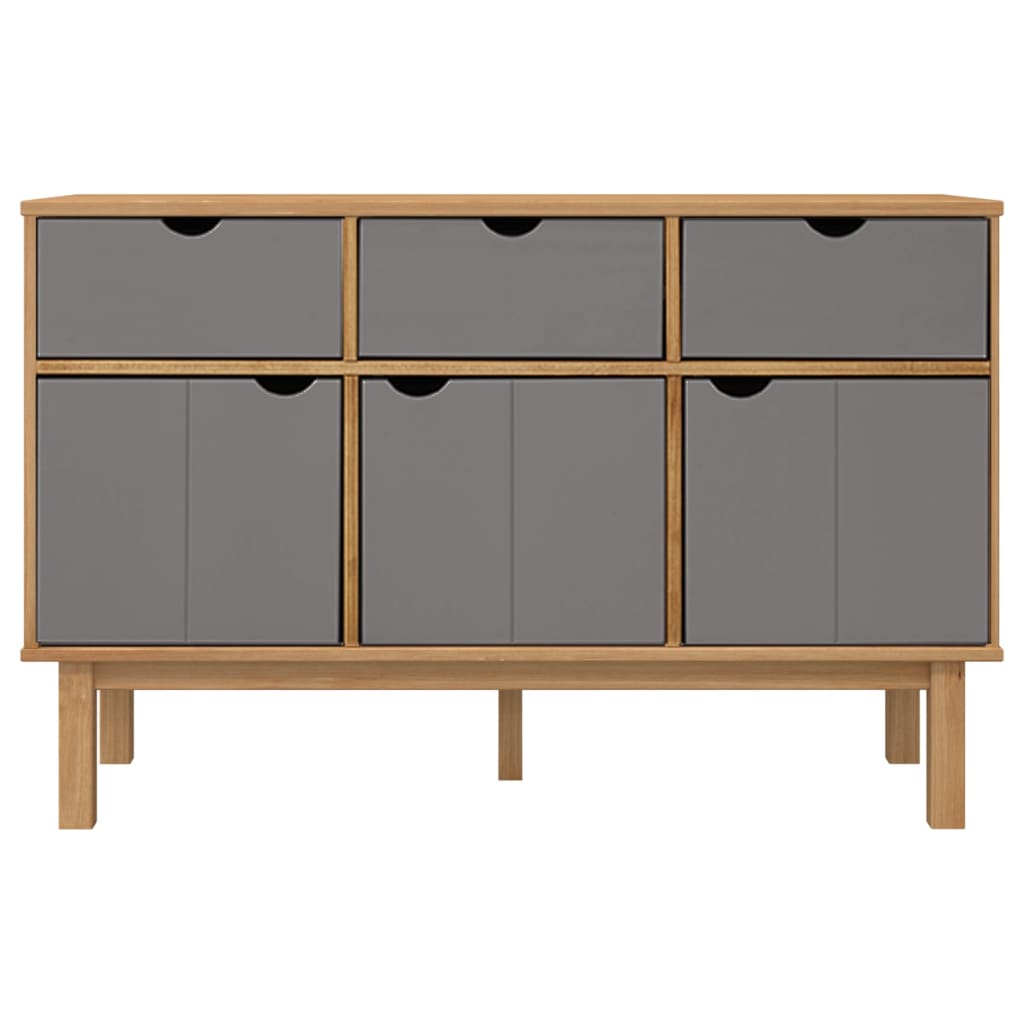 Credenza Marrone e Grigia 114x43x73,5 cm Legno Massello di Pino cod mxl 39301