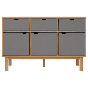 Credenza Marrone e Grigia 114x43x73,5 cm Legno Massello di Pino cod mxl 39301