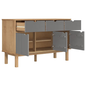 Credenza OTTA Marrone e Grigio 114x43x73,5 cm in Legno di Pino 351298