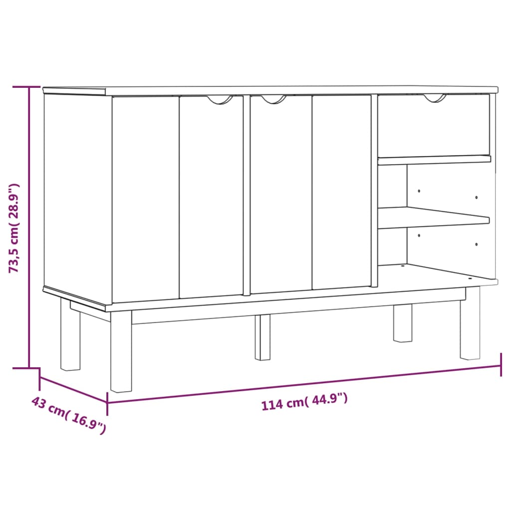 Credenza OTTA 114x43x73,5 cm in Legno Massello di Pino 351300