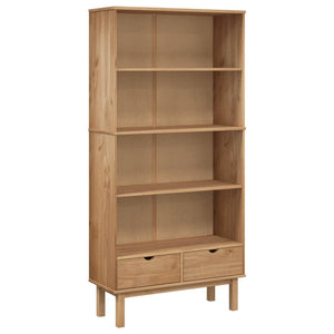 Libreria OTTA con 2 Cassetti Marrone in Legno Massello di Pino 351303