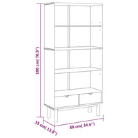 Libreria OTTA con 2 Cassetti Marrone in Legno Massello di Pino 351303