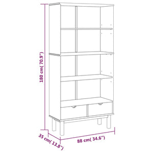 Libreria OTTA con 2 Cassetti Marrone in Legno Massello di Pino 351303