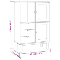 Credenza Marrone e Bianca 85x43x125cm in Legno Massello di Pino cod mxl 16583