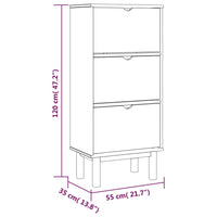 Scarpiera OTTA con 3 Cassetti Marrone e Grigio in Legno di Pino 351310