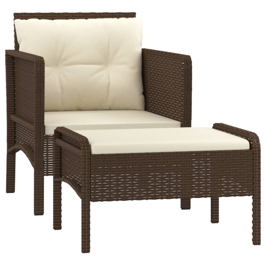 Set Divani da Giardino 2 pz con Cuscini in Polyrattan Marrone cod mxl 35623