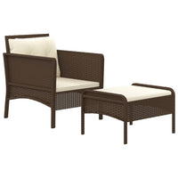 Set Divani da Giardino 2 pz con Cuscini in Polyrattan Marrone cod mxl 35623