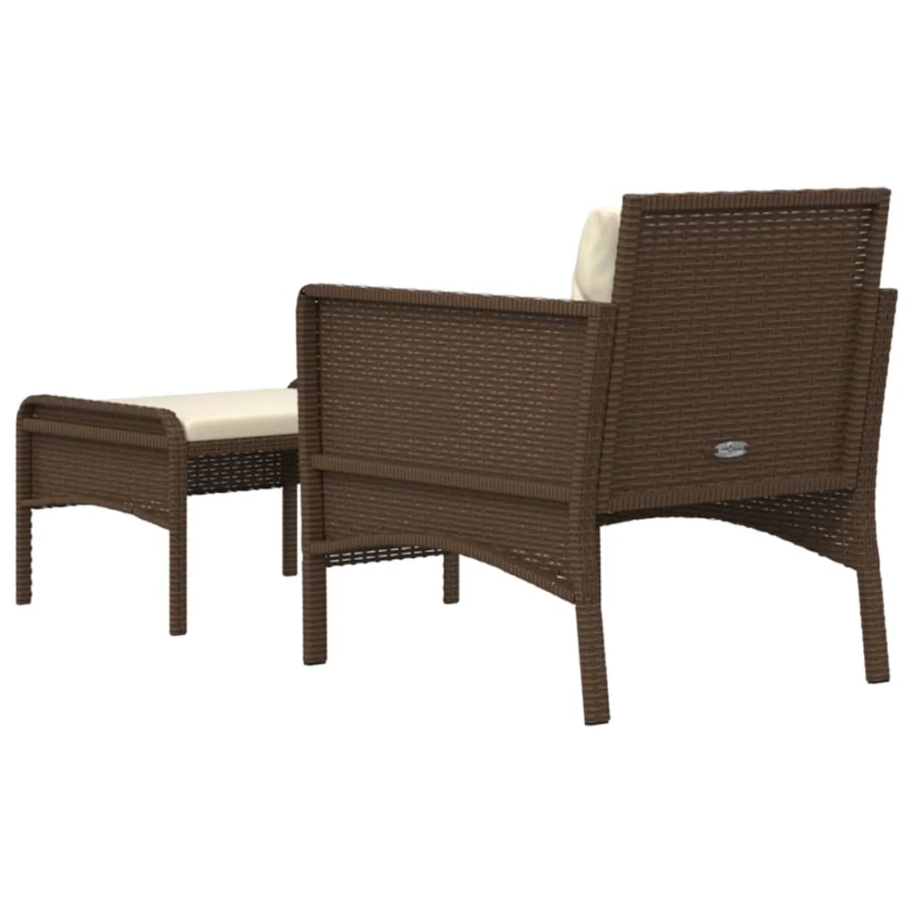 Set Divani da Giardino 2 pz con Cuscini in Polyrattan Marrone cod mxl 35623