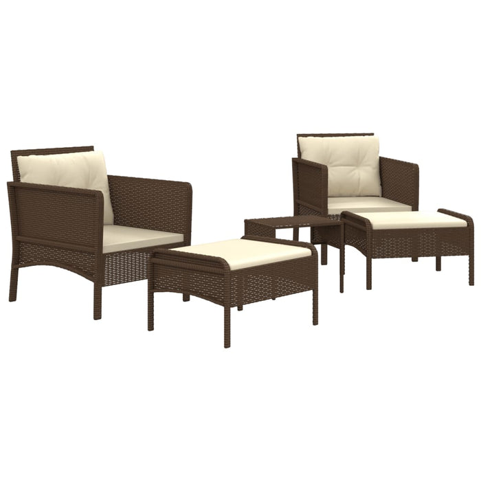 Set Divani da Giardino 5 pz con Cuscini Marrone in Polyrattan cod mxl 35625