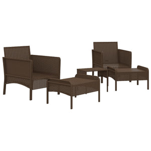 Set Divani da Giardino 5 pz con Cuscini Marrone in Polyrattan cod mxl 35625