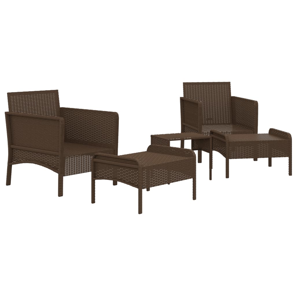 Set Divani da Giardino 5 pz con Cuscini Marrone in Polyrattan 319680